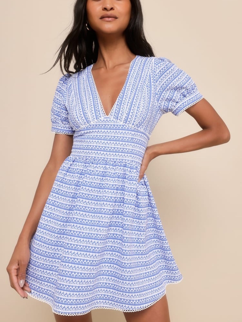 Lulu's Blue & White Mini Dress